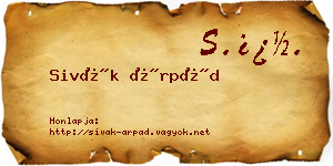 Sivák Árpád névjegykártya